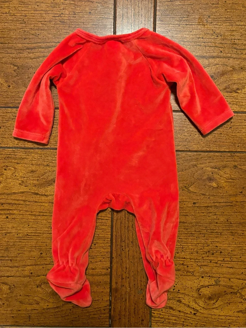 Red Velvet Baby Girl Footed Pajama with Matching Headband, 3-6 month